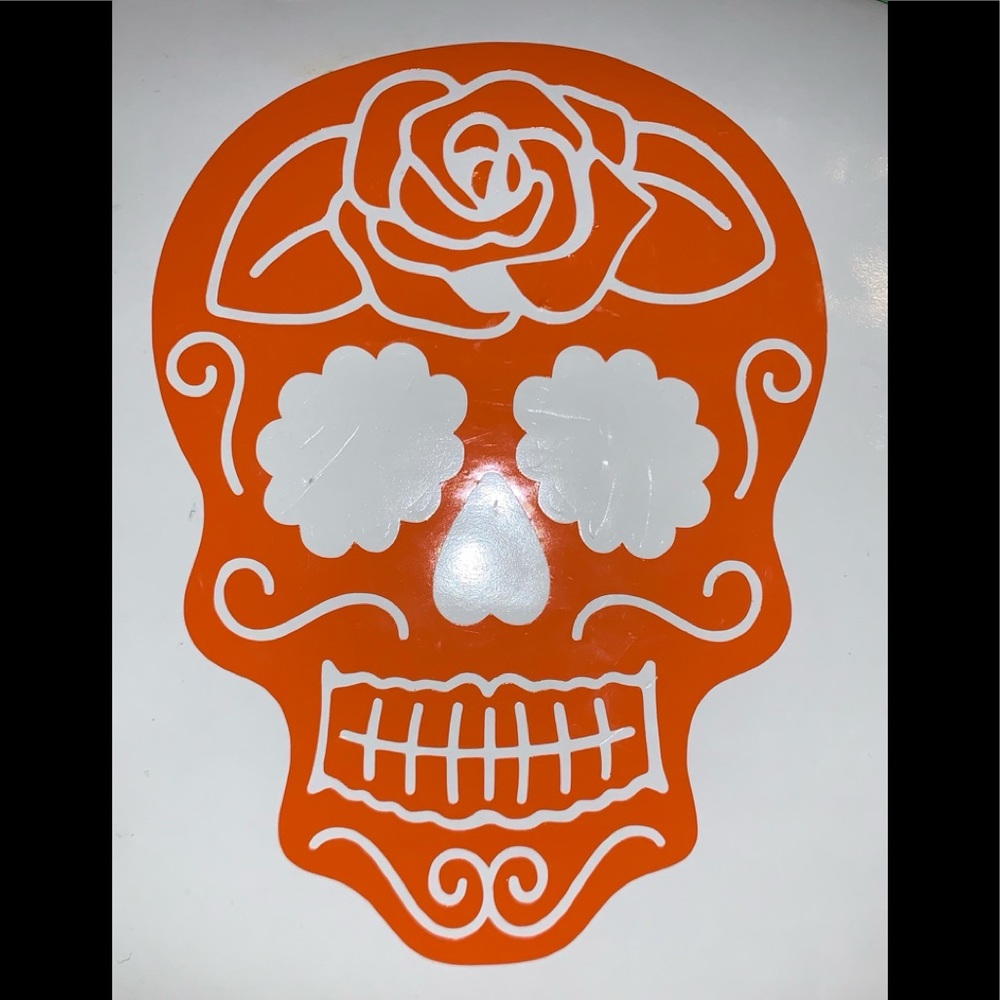 Sugar Skull Orange 7 inch vinyl decal